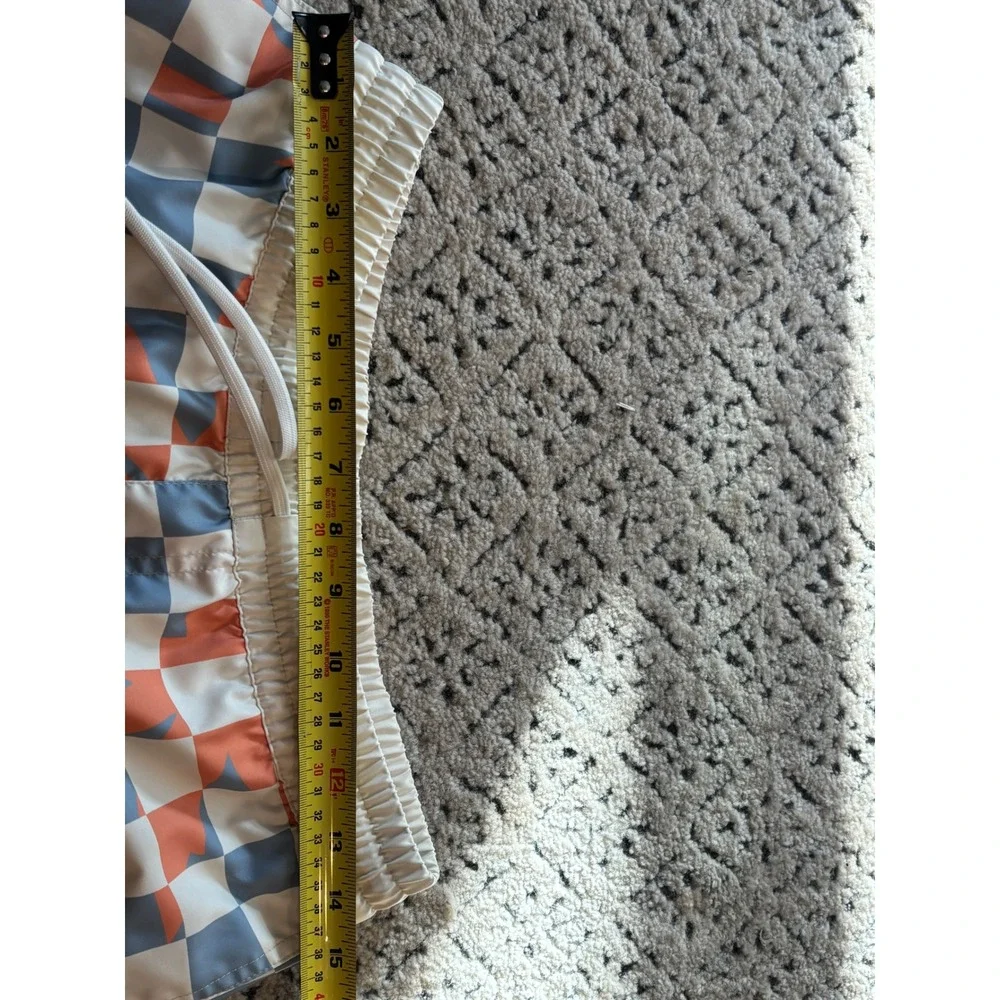 Vans Mens Checkerboard Swim Trunks Orange Blue Geometric Board Shorts Size Small